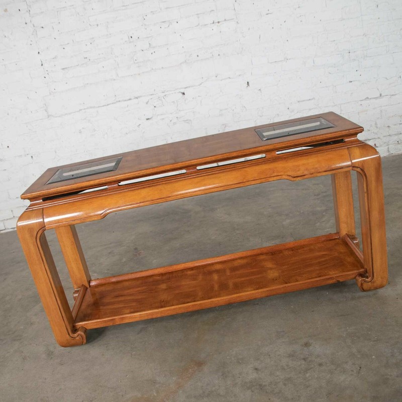 Chinoiserie Chow Leg Ming Style Sofa Console Table Attributed to Schnadig Furn. gallery