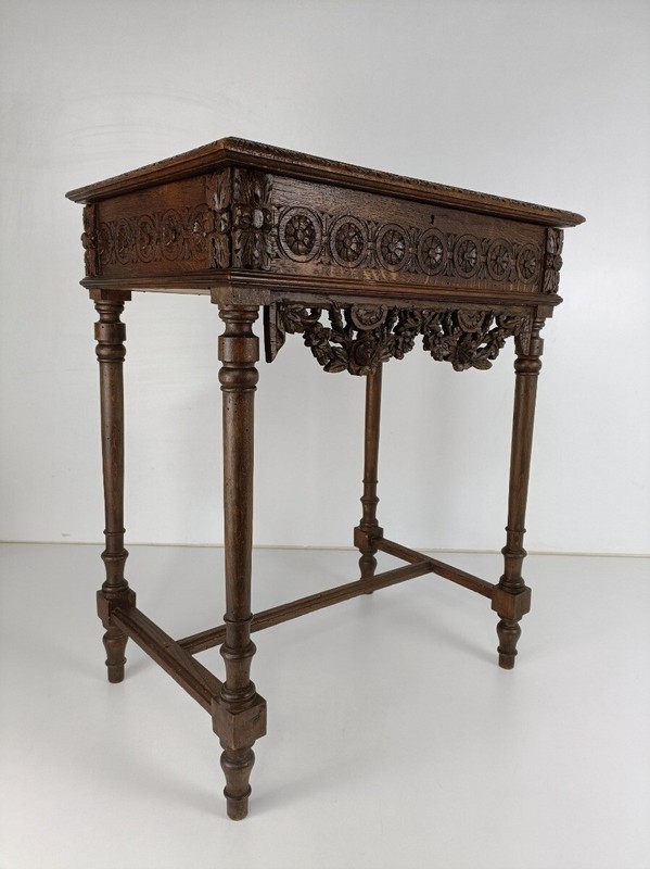 hand Carved Ornate Vanity Table Sewing Quilting Desk 19th century Antique WOW gallery