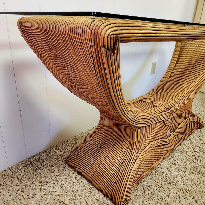 1970s Pencil Reed Console Table Gabriella Crespi Style gallery