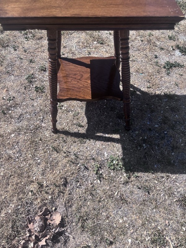 Antique Victorian Wooden Side Table Square with Barley Twist Legs & Carvings gallery