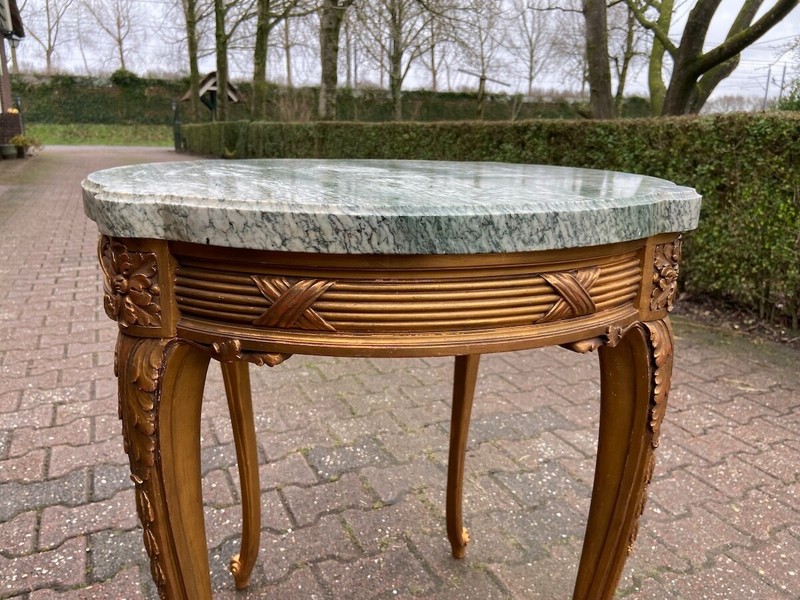 Side Table 19thC French Louis XVI Gold Leaf Marble Antique Decor gallery