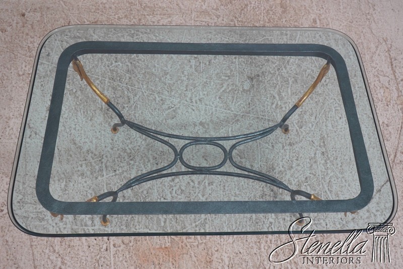 70813: Regency Iron Swan Base Glass Top Coffee Table gallery
