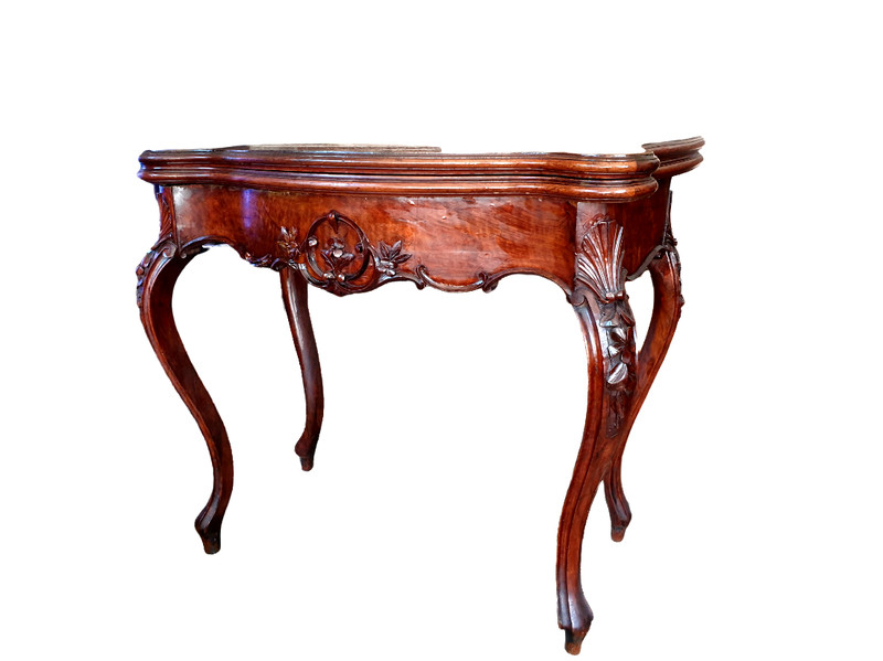 Collectible French Old Playing Table Walnut 1860 gallery
