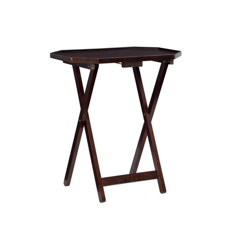 Linon James Wood Five Piece Tray Table Set in Espresso gallery