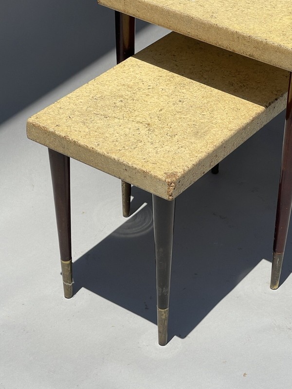 PAUL FRANKL CORK TOP NESTING TABLES ANTIQUE VINTAGE MODERN ART DECO TABLE 1940s gallery