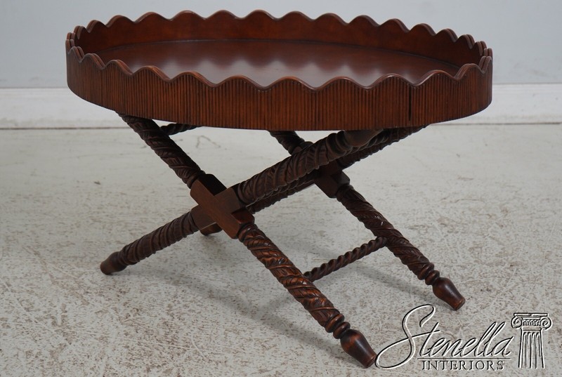 67028: Caribbean Style Carved Mahogany Tray Top Serving Table gallery