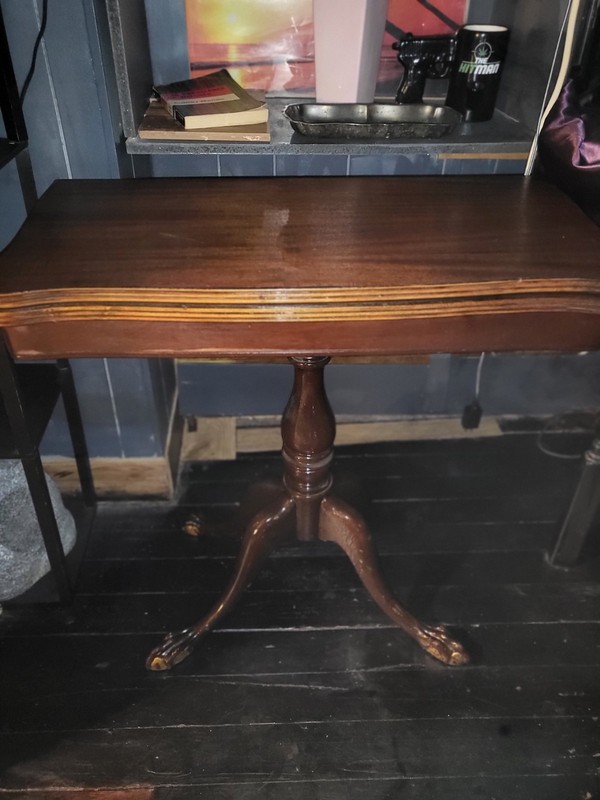 19 Th C. Elegant English Rosewood Game Table On Metal Claw Feet Leather Top