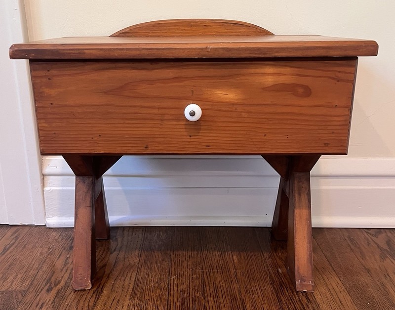 Vintage Handmade Pine Sewing Table Child’s Table Rustic Wood Early American TINY gallery