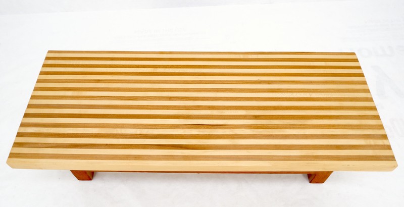 Custom Heavy Mid Century Modern Striped Butcher Block Style Coffee Table Bench gallery