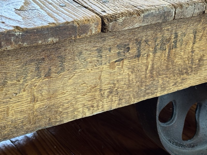 Vintage LINEBERRY factory cart converted into a coffee table-Authentic Wood/Cast gallery