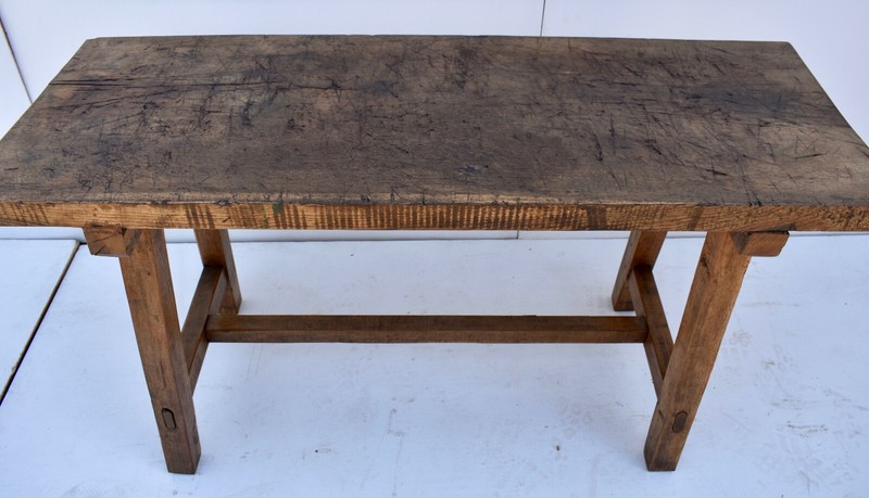 Vintage Oak Pig Bench Butcher's Block Table gallery