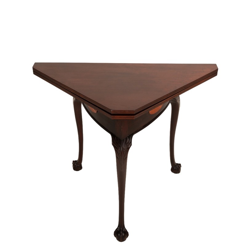 Antique 19th Century Georgian Flip Top Rotating Card Game Table Claw Ball Feet gallery