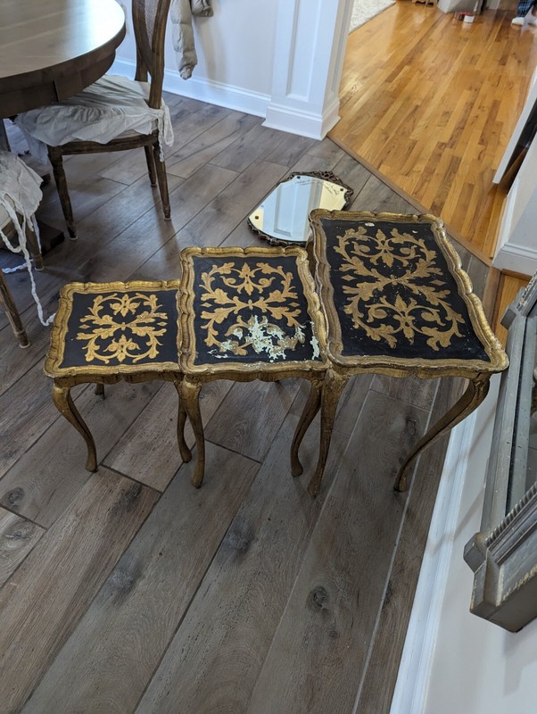 Vintage 3 Florentine Italian Gold Nesting/Stacking Tables End Hollywood Regency gallery