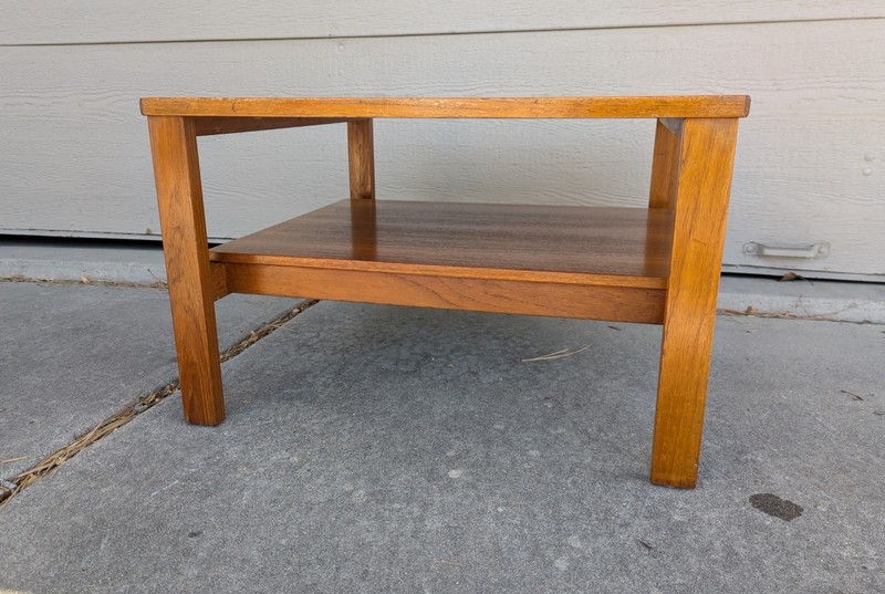 Vintage Mid Century Danish Modern Teak Wood 2-Tier Coffee Table Sweden T47 gallery