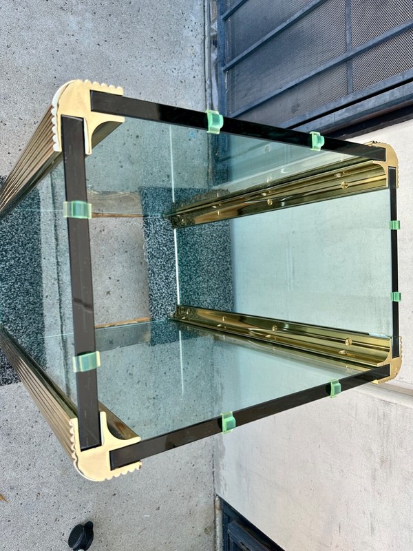 VINTAGE LEON ROSEN - PACE COLLECTION Brass & Glass DINING ROOM TABLE ORIGINAL gallery