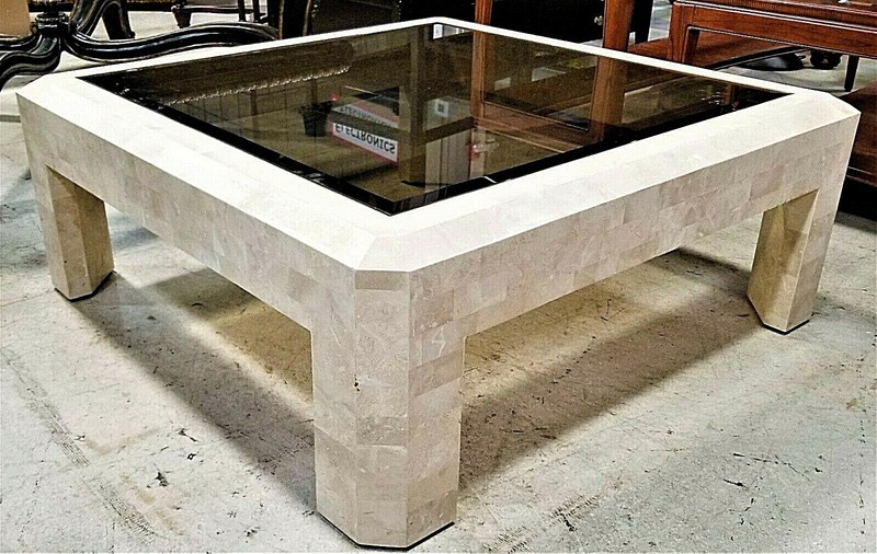 MCM MAITLAND SMITH Mactan Stone Tessellated Marble + Glass Coffee Cocktail Table gallery