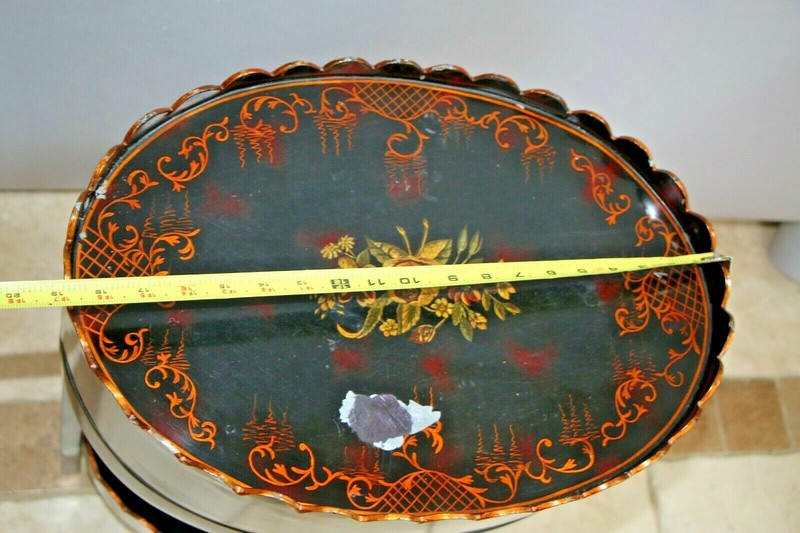Maitland Smith Table English Regency Metal Black Painted Two Tier drawer Rare gallery