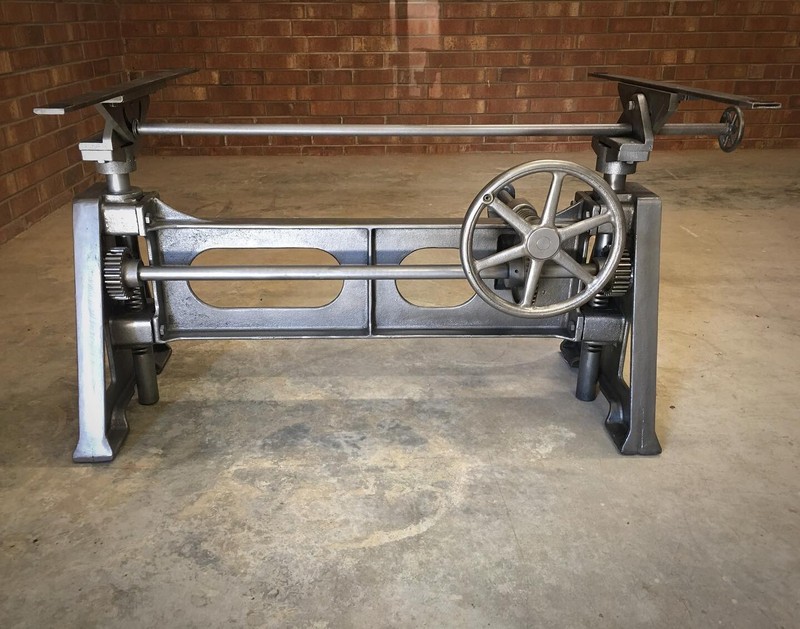 The Oakley Company Cast Iron Crank Table Machine Base Dining Table