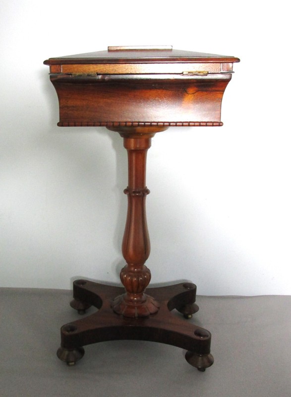 Fine Antique 19th C. English Solid Rosewood Teapoy Tea Table , circa 1850s gallery