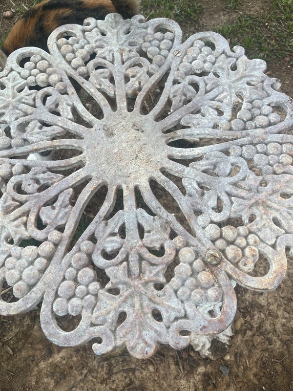 vintage antique grape-leaf cast iron lawn side table gallery