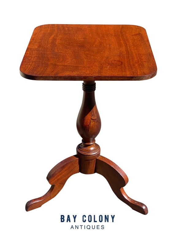 ANTIQUE FEDERAL SOUTHERN WALNUT TILT TOP TEA TABLE WITH RARE CORNUCOPIA LEGS gallery