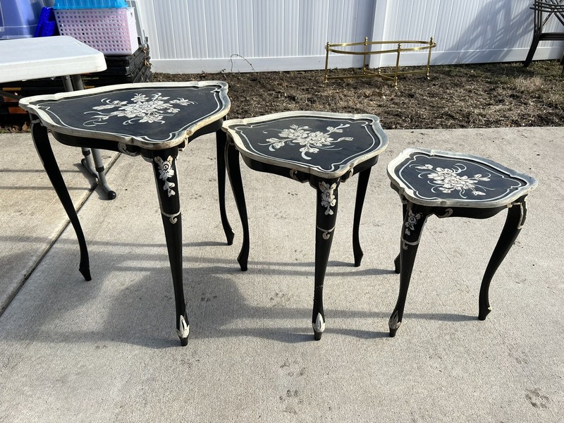 Vintage 1950’s era handpainted Italianate nesting tables