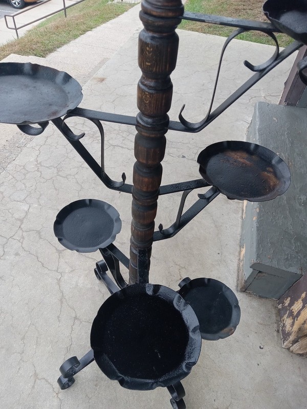 Vintage Spanish Gothic Revival Rotating Wrought Iron Plant Stand gallery