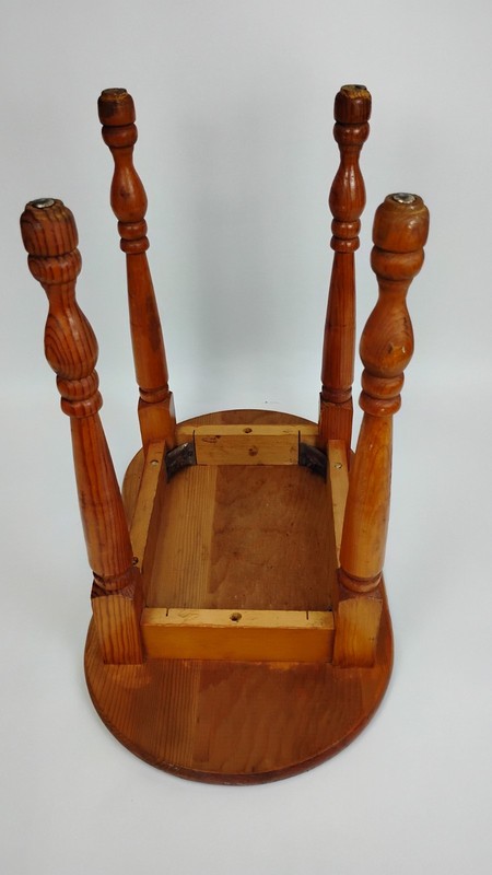 Handmade Kidney Shaped Side End Table Plant Stand 17"T Solid Wood Turned Legs gallery