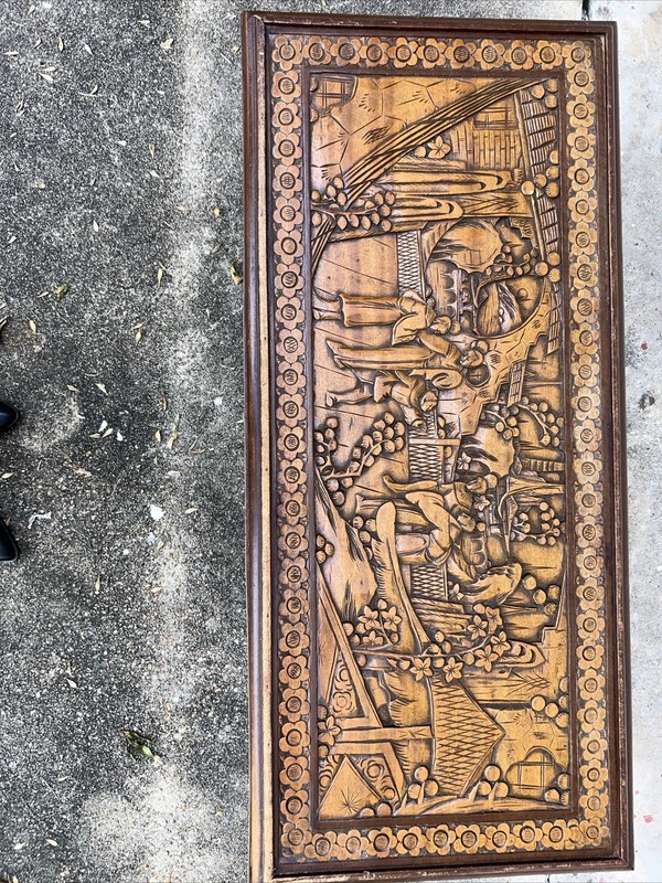 Antique Oriental Carved Wood Coffee Table