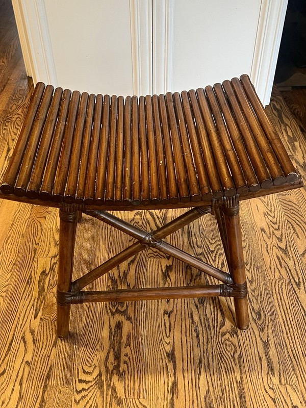 Vintage Pier One British Colonial Bamboo Dark Stained Bench