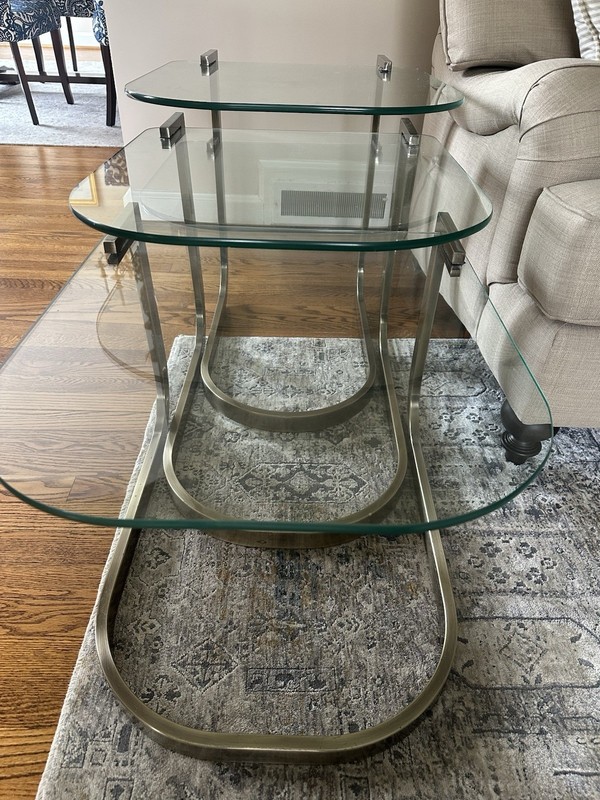 Vintage DIA Design Institute America Nesting Tables – 1991 Postmodrn Brass Glass