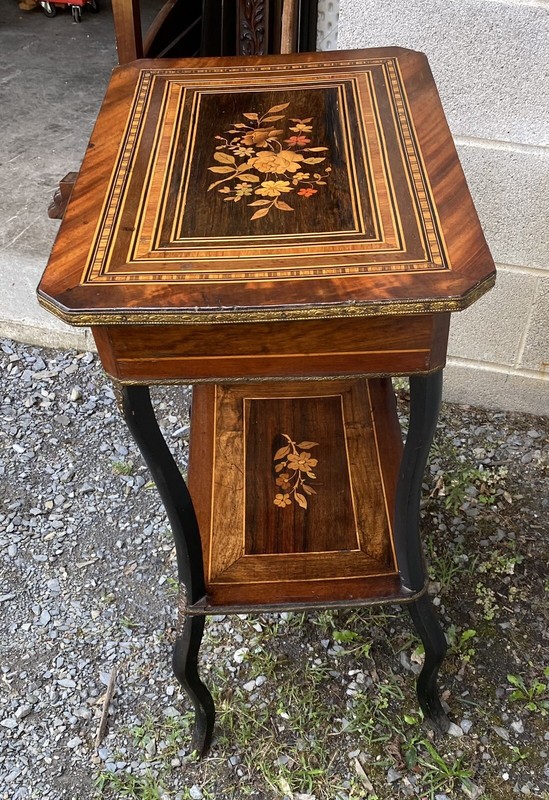 VICTORIAN INLAID SEWING STAND gallery
