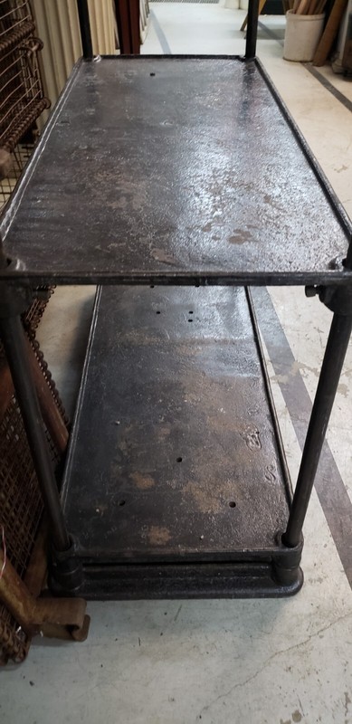 Salvaged Factory Cast Iron Three Tiered Etagere Shelf gallery