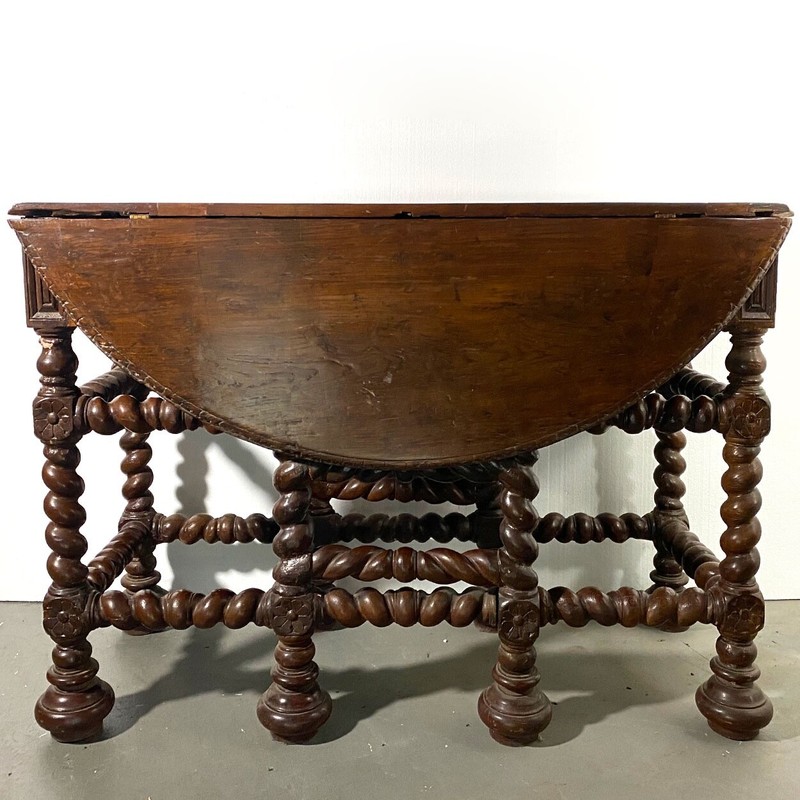 Early Antique Indo-Portuguese Teak Gate-Leg Drop-Leaf Table 17th Century gallery