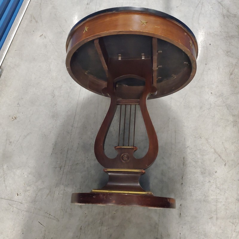 Kittinger Lyre Round Side End Table Vintage Wood Black Top Colonial Style Stars gallery