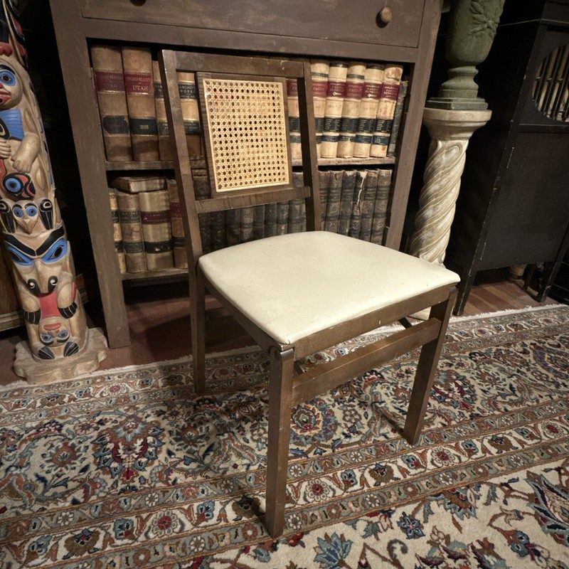 MID CENTURY STAKMORE CANE BACK FOLDING CHAIR ORPHAN