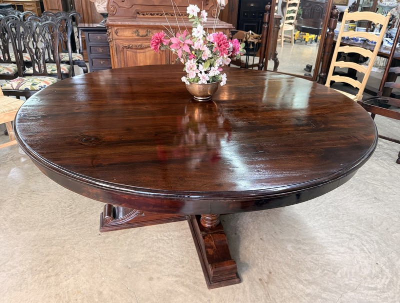 Vintage Country French 72" Round Solid Hardwood Barley Twist Dinning Table gallery
