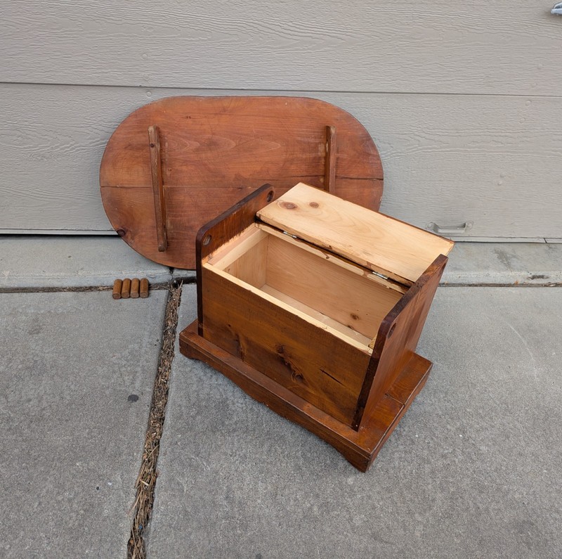 Antique Rustic Primitive Colonial Folk Art Pine Wood Tilt Top Tavern Chair Table gallery