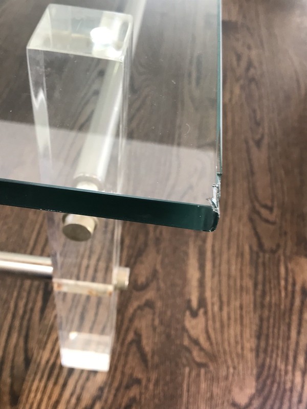 Mid Century Lucite & Metal Frame Rectanglular Glass Coffee Table gallery