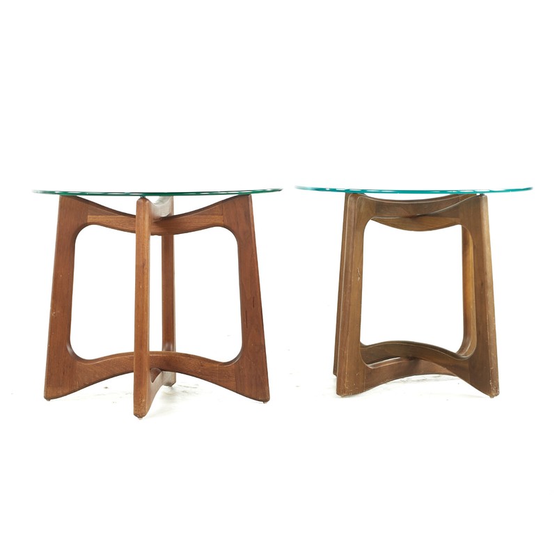 Adrian Pearsall Mid Century Walnut and Glass Side Tables - Pair gallery