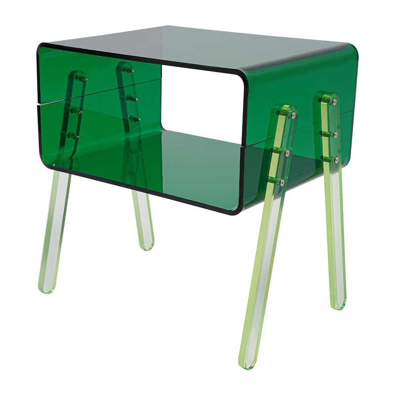 Green Acrylic Side Table Minimalist Sleek Edges for Living Room Bedroom Decor gallery