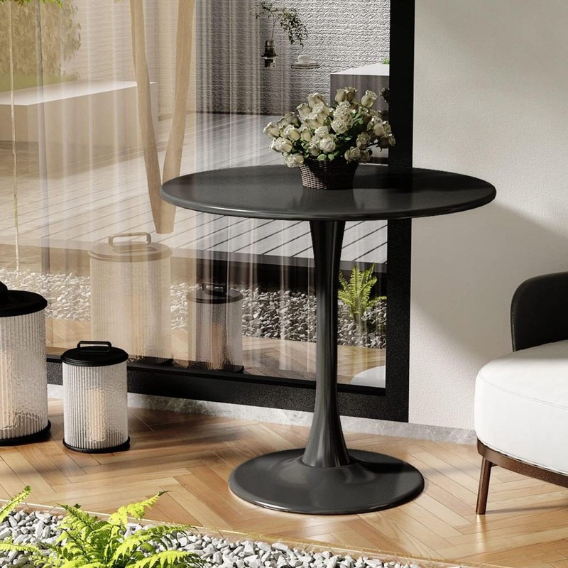 Round Dining Table, 31.5'' Kitchen Dining Room Furniture, Coffee Table,Black