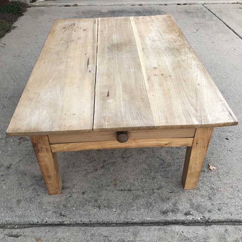 ANTIQUE English Pine Coffee Table RECTANGLE vtg Wooden Scrubbed Old Primitive
