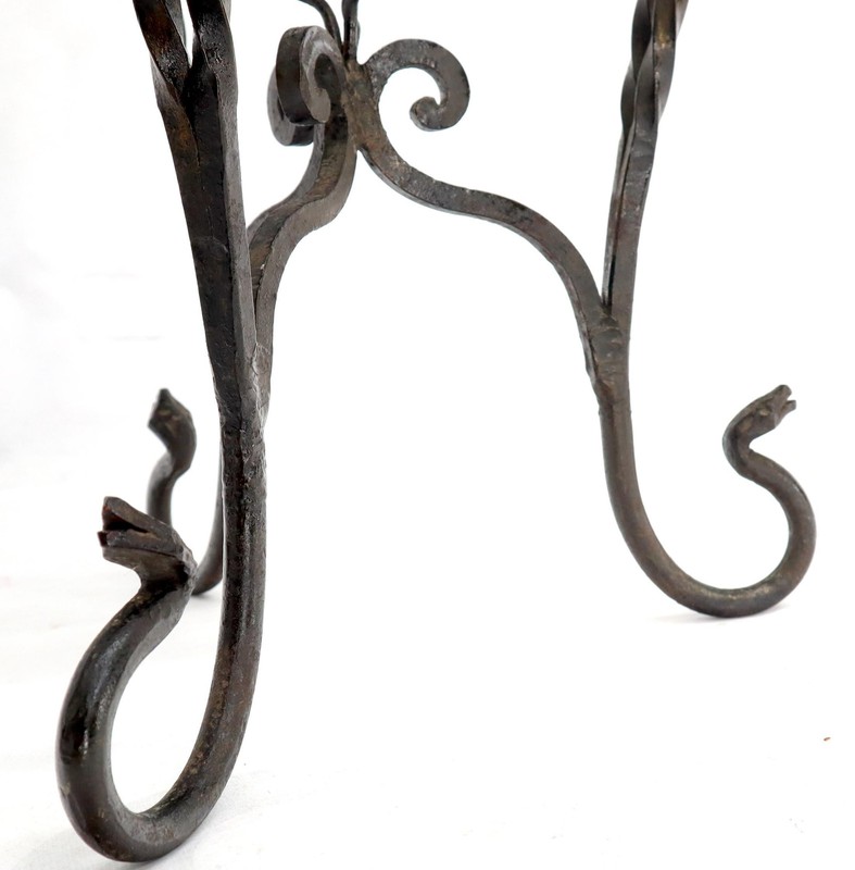 Round Black & White Marble Top Wrought Iron Pedestal Stand Table gallery