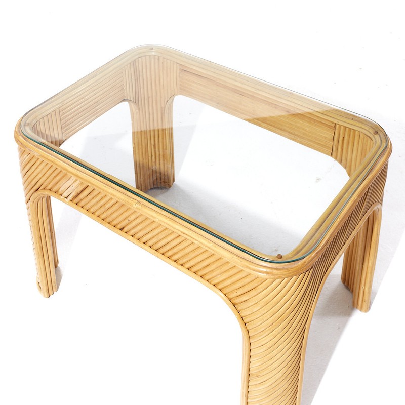 Gabriella Crespi Style Pencil Reed Mid Century Side Table gallery