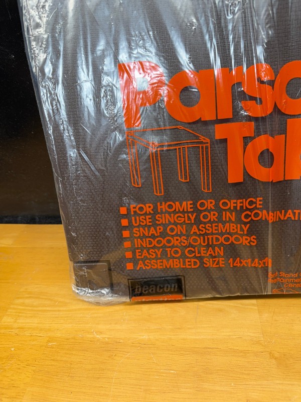 Vintage Plastic Parsons Table 14X14X14 Brown NOS Sealed gallery