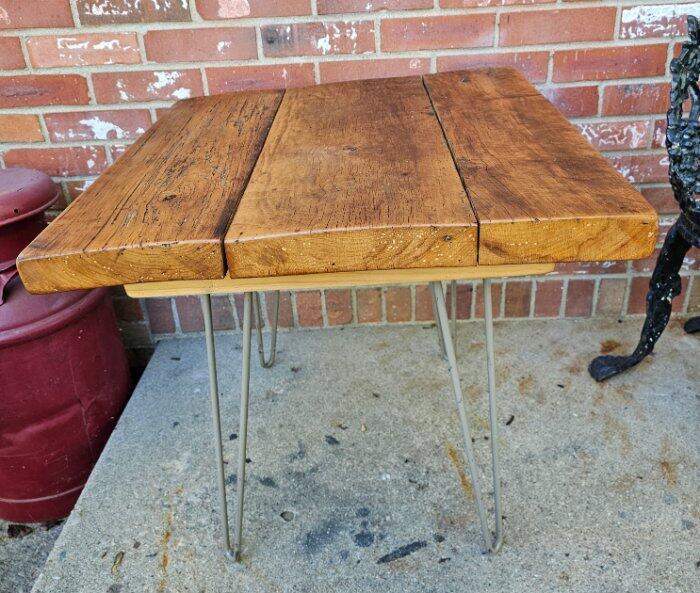Vintage Heavy Butcher Block Wood Plant Fern Stand Side Table Handmade
