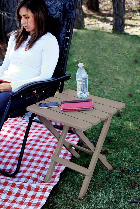 Camco Adirondack Style Folding Plastic Large Table, Indoor or Outdoor Use, Taupe gallery