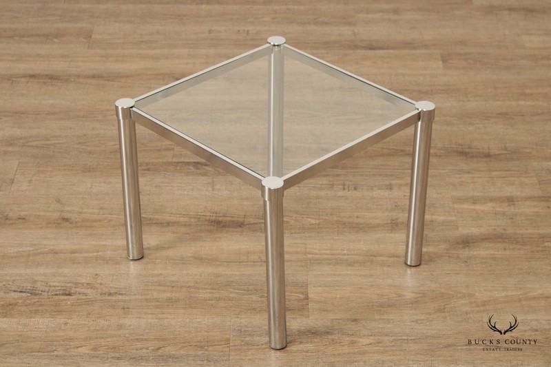 Post Modern Chrome and Glass Side Table gallery