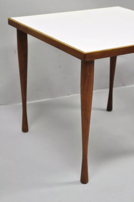 Hans C Andersen Danish Mid Century Modern Teak & Formica Snack Side Table - Pair gallery
